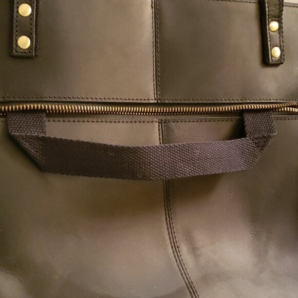 S-ZONE Genuine Leather Tote Bag/Work Shoulder Crossbody ~ Black - Picture 9 of 10